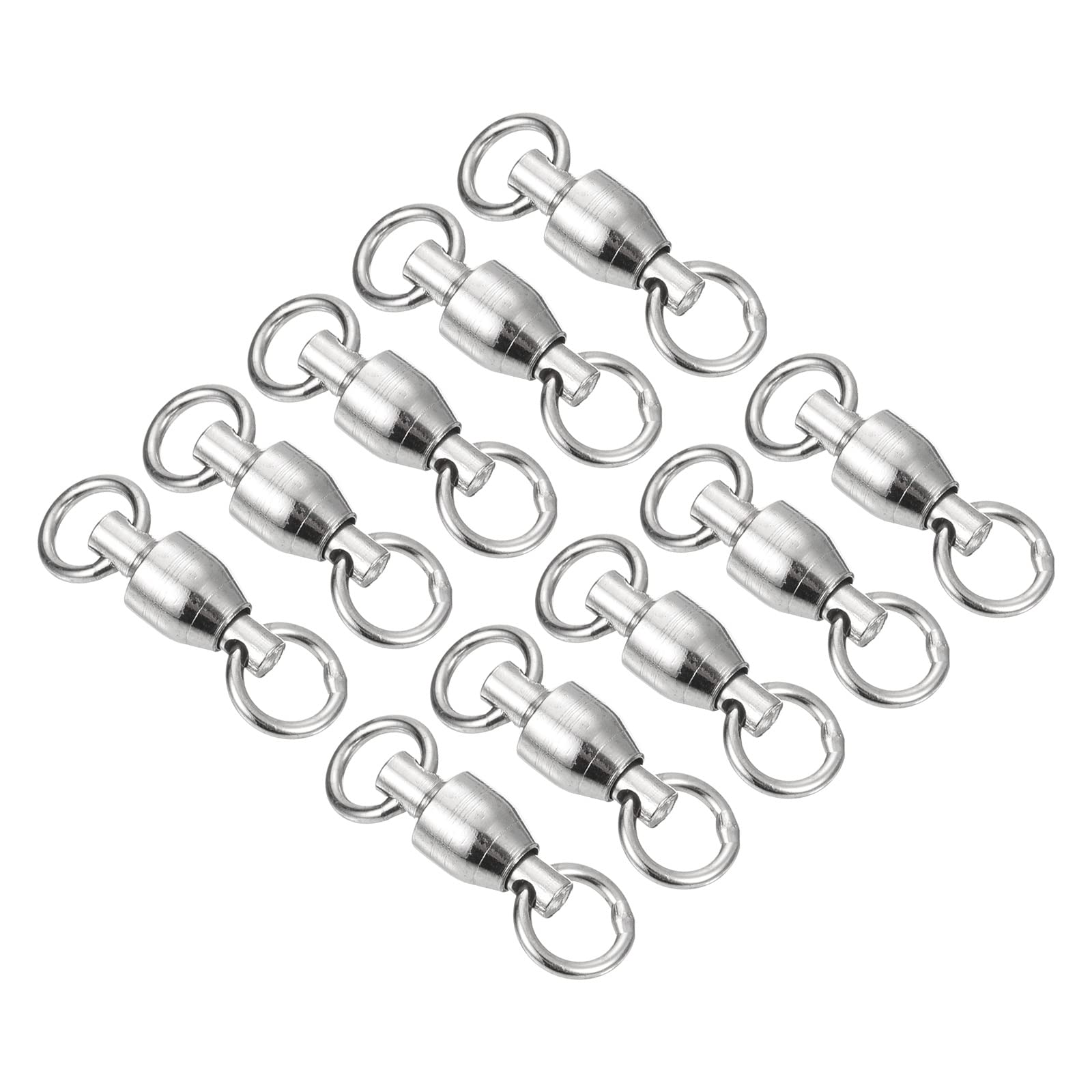 PATIKIL Ball Bearing Swivel, 10 Pack 134lb Carbon Steel Solid Welded Ring Fishing Tackle Connector, Silver