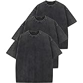 Arssm 3 Pack Men Oversized T Shirts Vintage Tee Loose Fit Short Sleeve Casual Streetwear Baggy Washed Unisex Tops