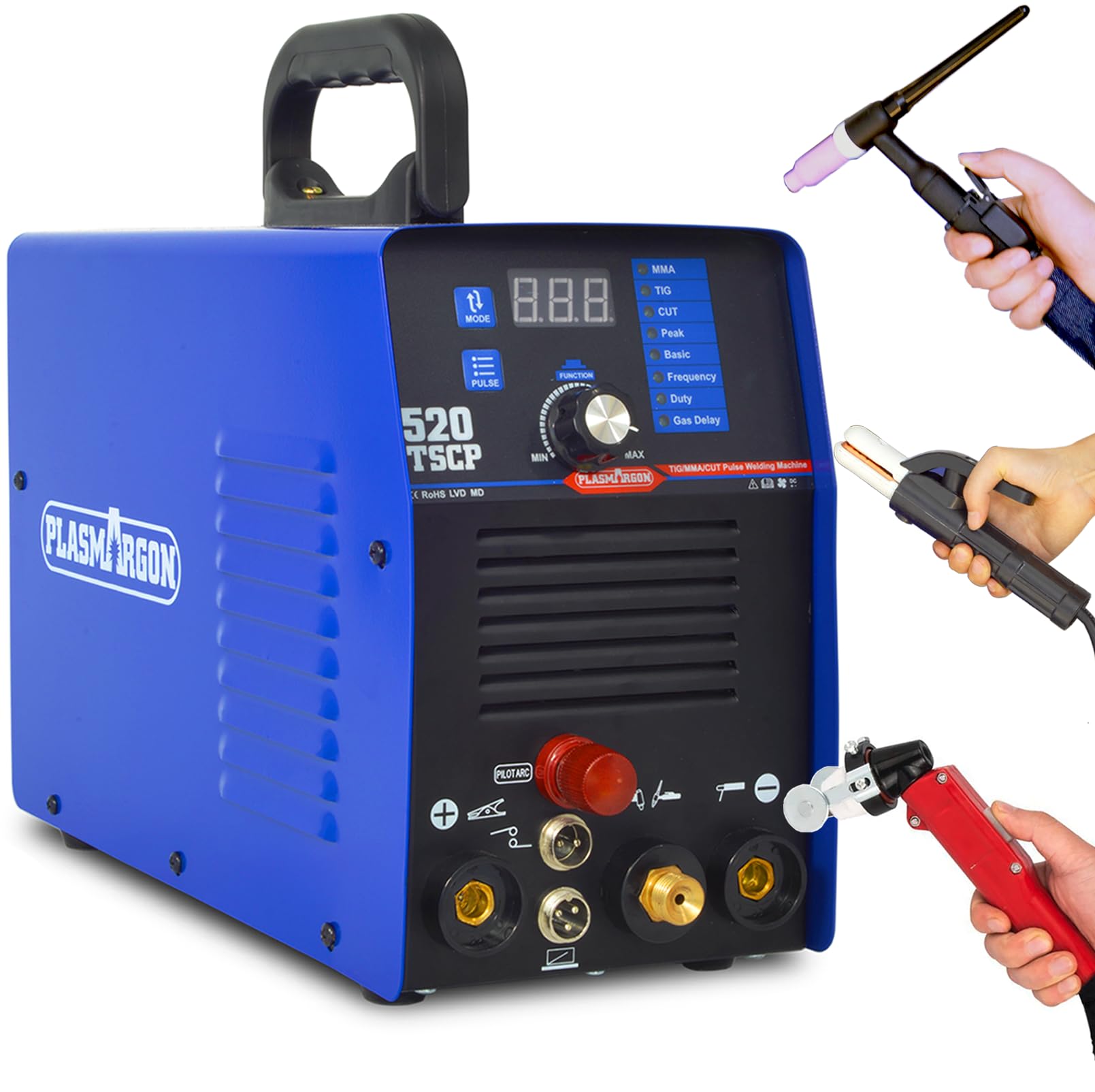 Photo 1 of Pilot Arc Plasma Cutter TIG Welder with Pulse Stick Welder Machine- 3 in 1 50A Non-touch Plasma Cutting 200A Pulse Tig Welding and MMA Welder Machine Dual Voltage 110/220V Digital Panel 520TSCP
