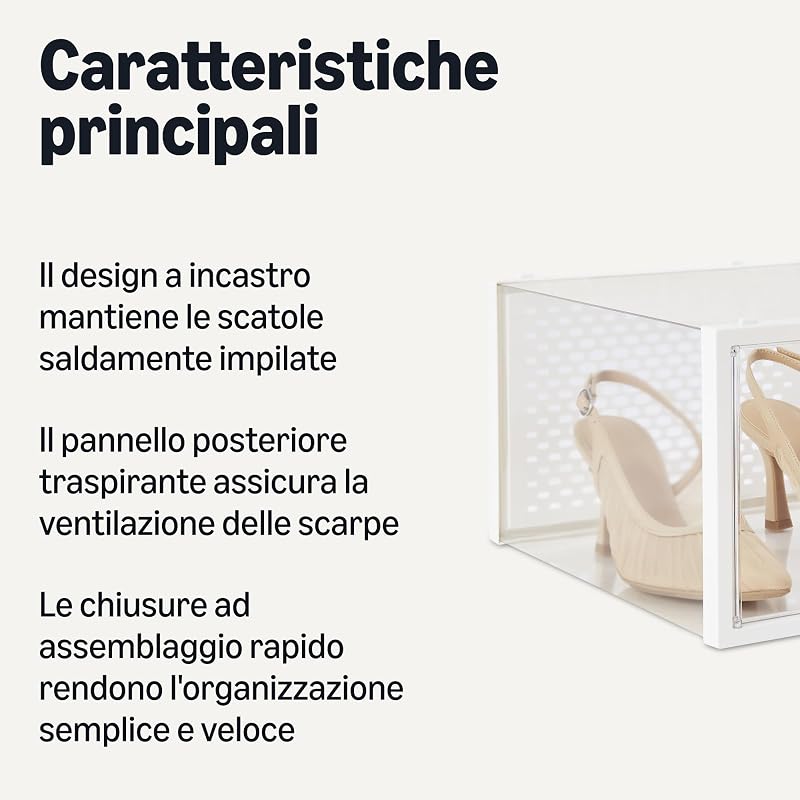 Scatole per scarpe impilabili e pieghevoli, formato grande, confezione da 12, Trasparente — foto 2 di 5