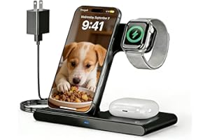 3-in-1 Wireless Charger Stand for Apple:Foldable Fast Charging Station for iPhone 17 16e 16 15 14 13 12 Pro Max, AirPods, Wat