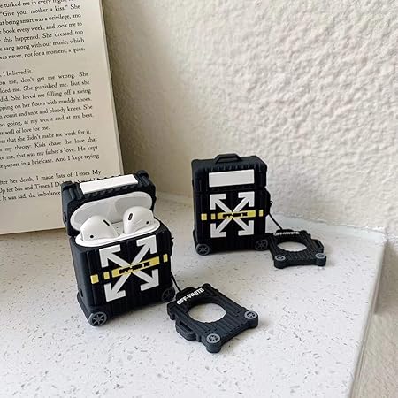 Amazon Airpodsケース ソフトシリコンブラックホワイトクロスストライプケース Apple Airpods 1 2 ファッションブランド ストリートデザイン 保護ミニバッグプロテクター 耐衝撃性 ボーイズ メンズ 息子 ボーイフレンド 男性 K009 Kpurple イヤホン ヘッドホンケース