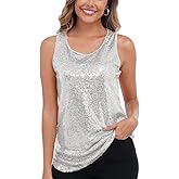 HENLY Women's Sequin Tops Sleeveless Sparkle Sequin Tank Top Shimmer Vest Glitter Camisole