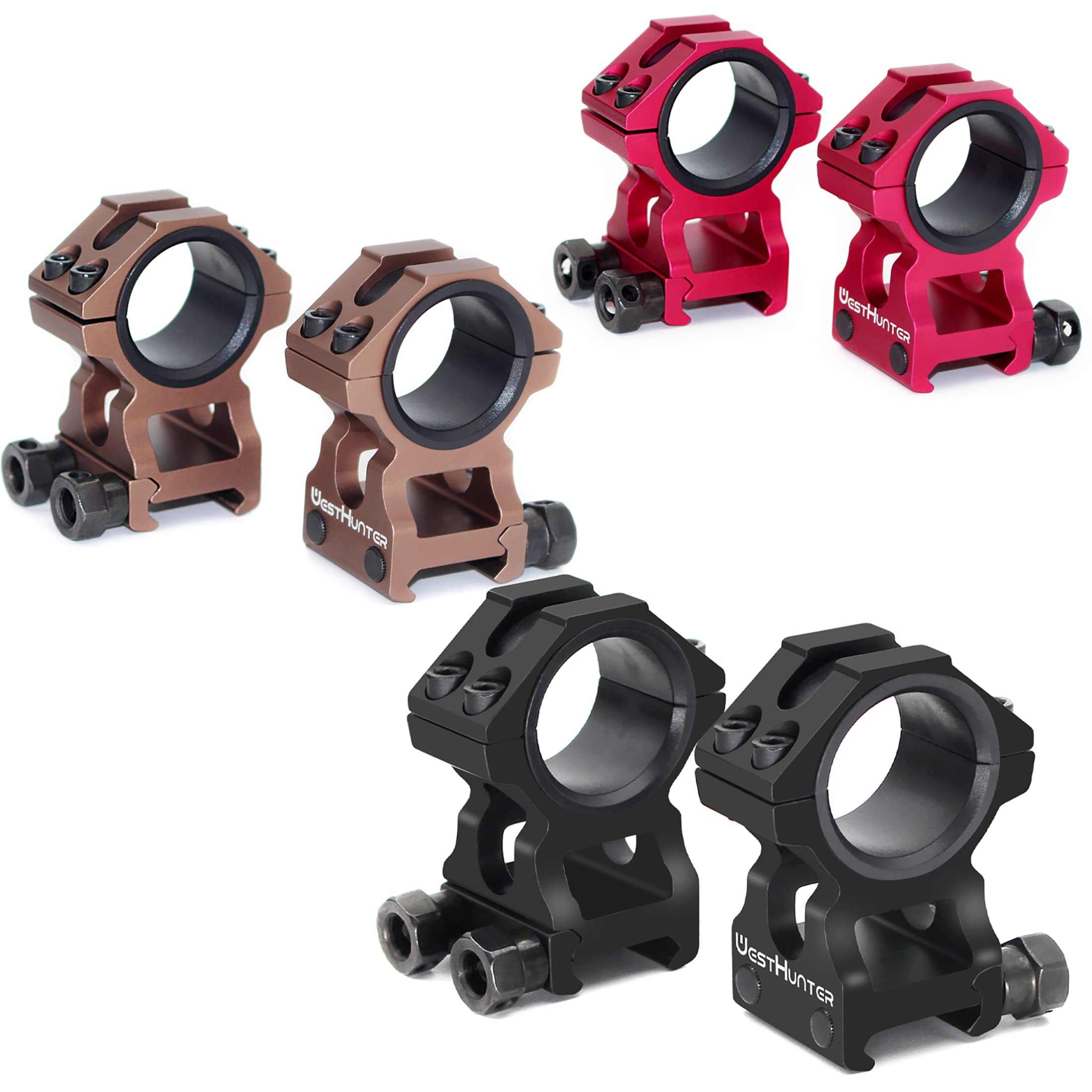WestHunter Optics Picatinny Scope Rings, 1 Inch 30 mm Tactical Precision Scope Mount | 36 mm Center Height, 3 Sets