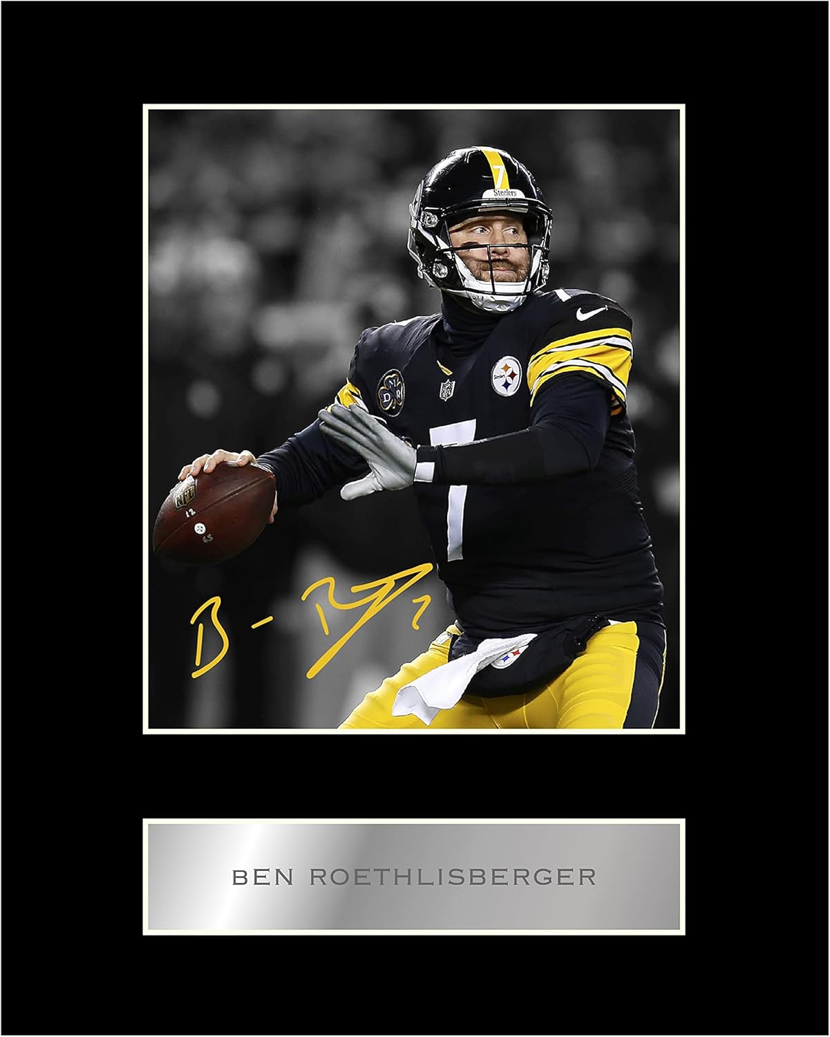 Photographs - Ben Roethlisberger Print Signed Mounted Photo Display #05 Printed Autograph Picture