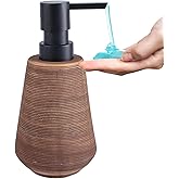 Comeon Hand Soap Dispenser, 350ml/12oz Ceramic Bathroom Dish Soap Dispenser for Kitchen Sink Brown Refillable Soap Dispensers in Kitchen Countertop Shower (12oz,Light Brown)