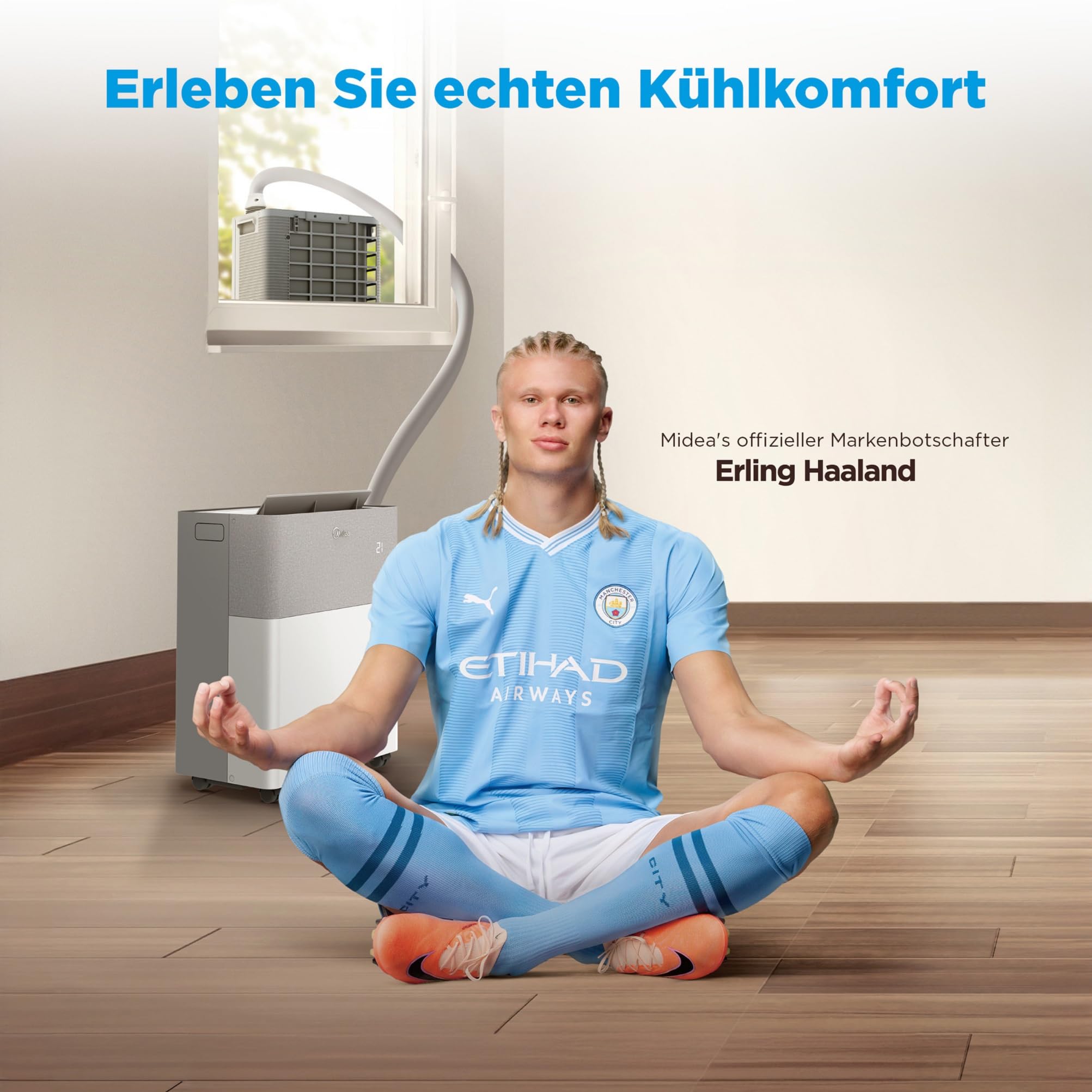Midea Portasplit Mobile Wärmepumpe, Klimaanlage, Kühlen A++/Heizen A+, 12000 BTU 3, 5kW, für Räume bis zu 42 m² / 105 m³, nur 39 dB(A) im Silent-Modus 8