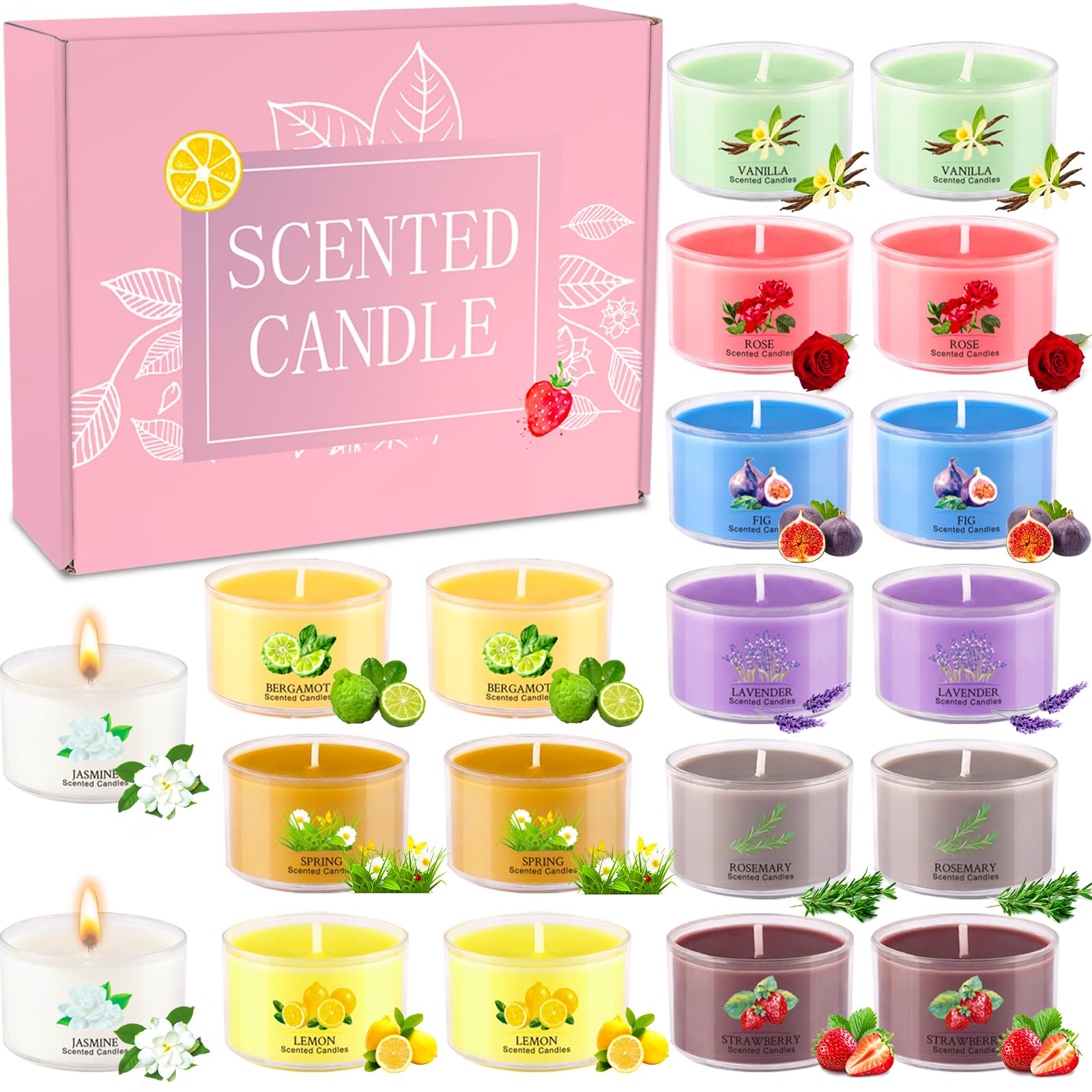 Photo 1 of 20 Pack Scented Candles, 1.6oz Mini Jar Holiday Gift Set with 10 Fragrances & Colors, Natural Soy Wax Aromatherapy Candles for Valentine's Day, Home, Party Decor, Candle Gifts for Women, Her, Mom