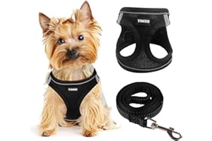 YIMEIS Dog Harness for Small Dogs, Small Dog Harness and Leash Set, Honeycomb Grid, Reflective Lightweight Harness & Anti-Twist Pet Lead (Multi Color, XS-Black)