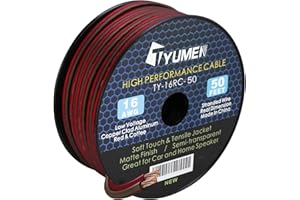 TYUMEN 50FT 16 Gauge 2 Conductor Electrical Wire, Matte Finish Semi-Transparent Red Brown Wire, 16 AWG Stranded Ultra Flexible Wire for Automotive Wire, Car Audio Speaker, 12 Volt Low Voltage Wiring