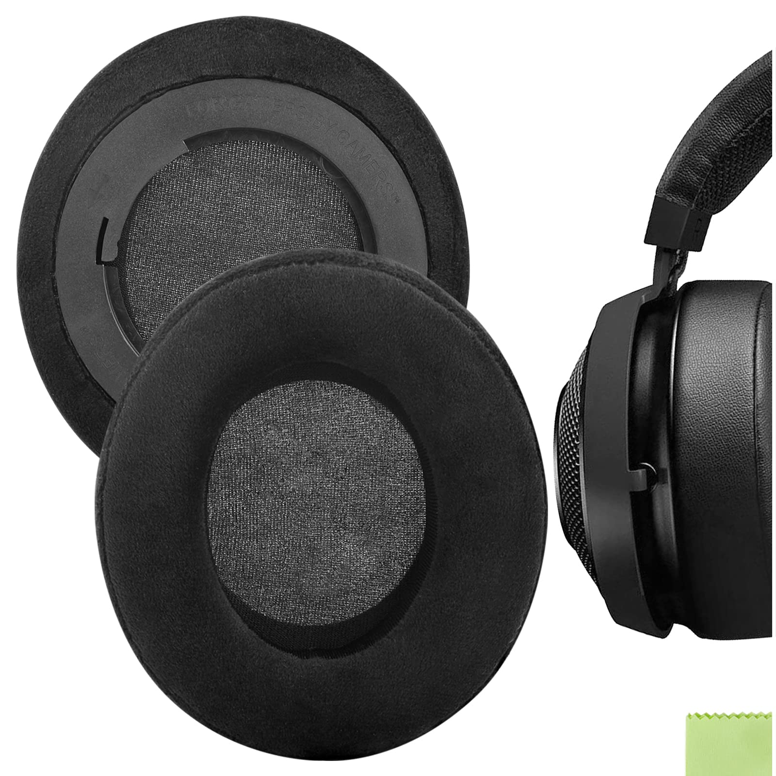 Geekria Comfort Velour Ear Pads for Razer Kraken Stormtrooper Edition/Kraken ProV2 PewDiePie Limited Edition/Kraken Pro V/Kraken 7.1 V2/ Kraken 7.1 ChromaV2 Headphones Ear Cushions(Black)