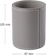 Osco Faux Leather Pen Pot Desk Organizer Grey 10.5 cm H x 8.7 cm Dia view 4