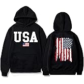 Vivimeng USA Sweatshirt Hoodie for Men American Flag Sweater Women Casual Long Sleeve Pullover Unisex USA Sweater Hooded