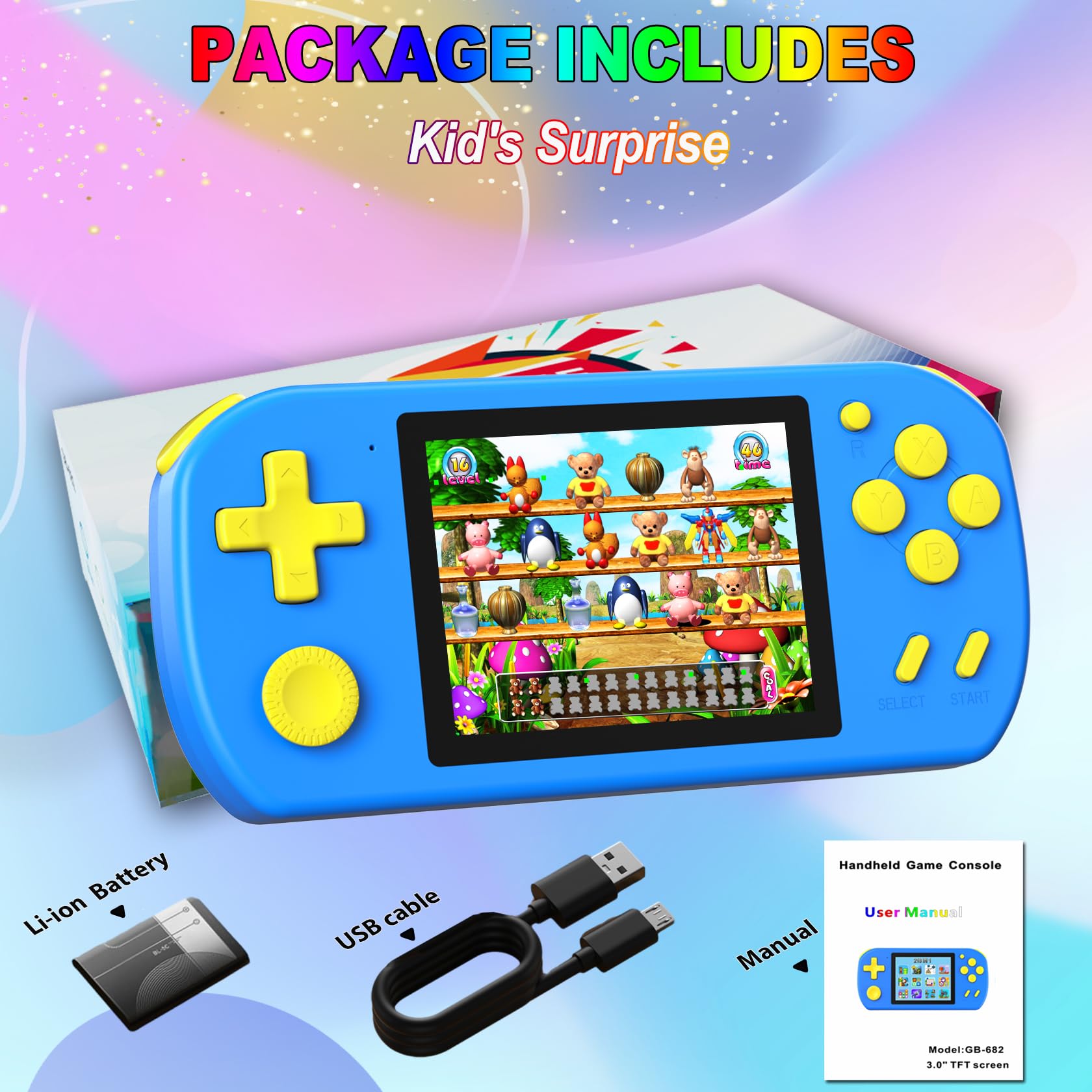 Handheld Games for Kids Preloaded 218 Retro Video Games, Portable Gaming System with 3.0