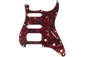 Musiclily Pro 11-Hole Round Corner HSS Guitar Strat Pickguard for USA/Mexican Stratocaster Open Pickup, 4Ply Tortoise