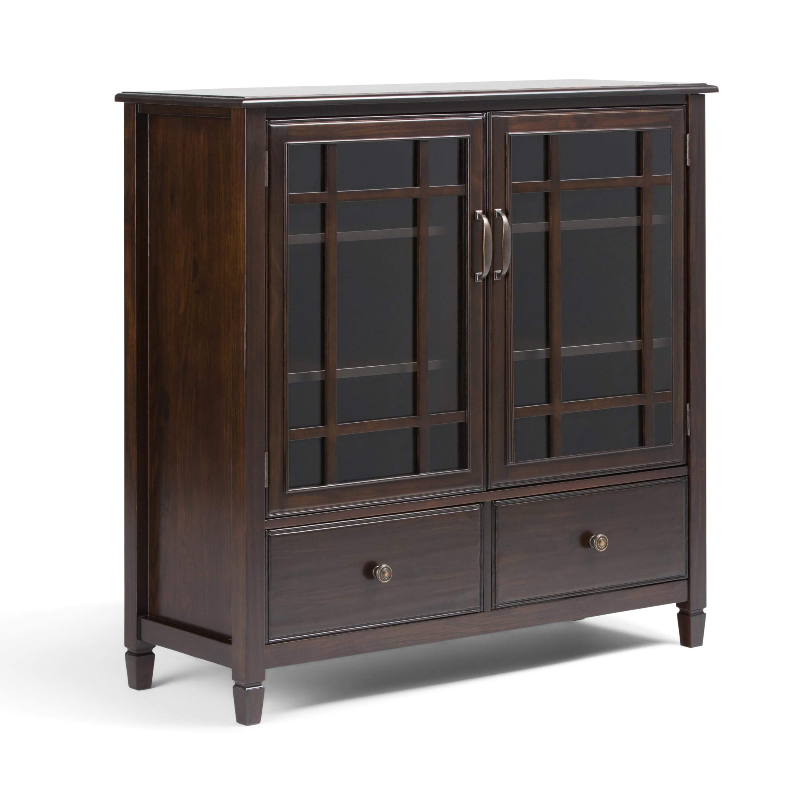 Photo 1 of **PARTS ONLY/SEE NOTES** SIMPLIHOME Connaught SOLID WOOD 46 Inch Wide Traditional Tall Storage Cabinet in Dark Chestnut Brown, For the Living Room, Entryway and Family Room