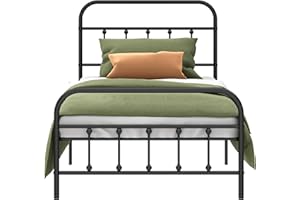 Kujielan Metal Bed Frame - Structurally Stable Heavy Duty Steel Slat Supported Twin Bed Frames,No Box Spring Needed for Easy Removal and Transport.