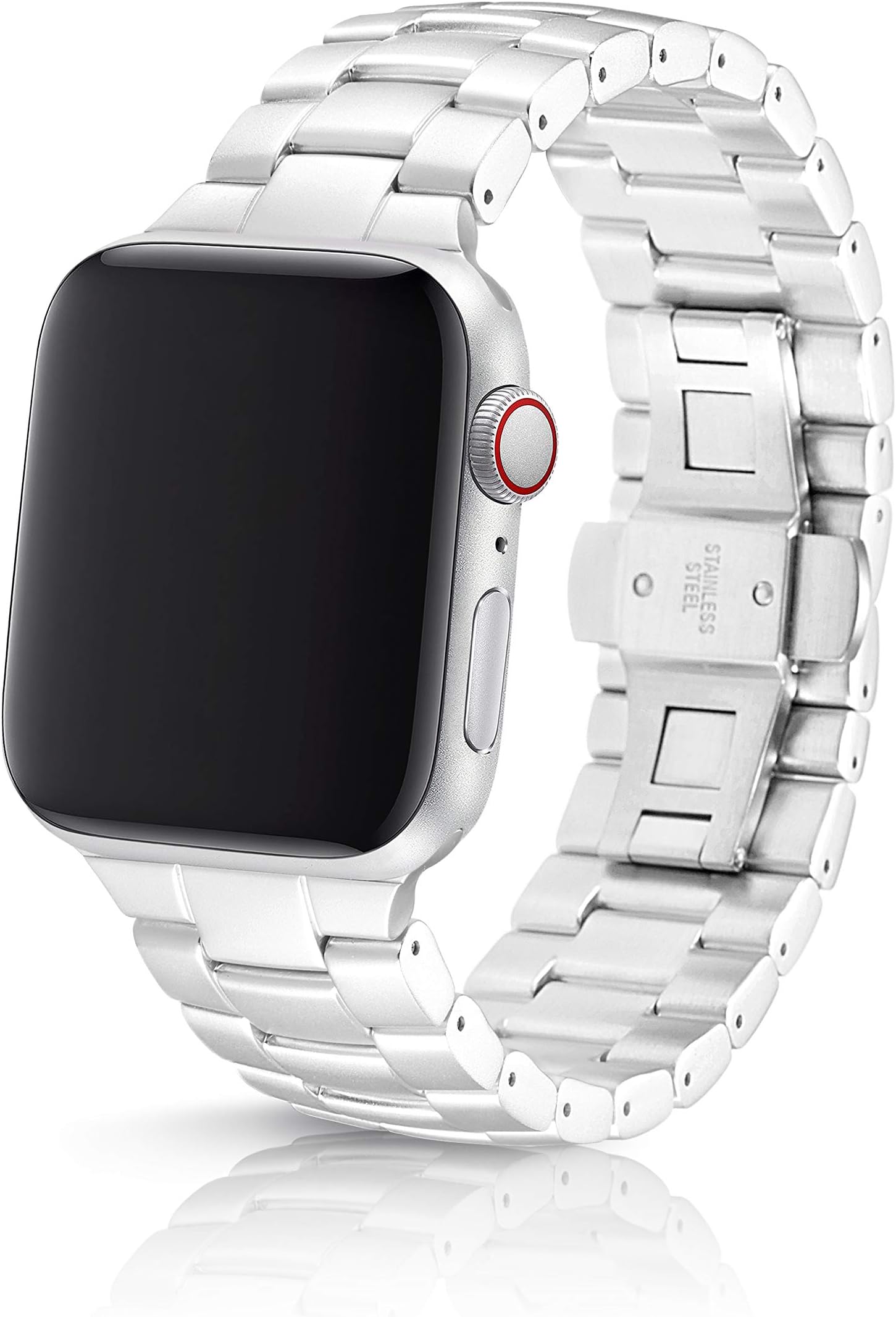 42/44mm JUUK Velo Premium Watch Band Made for The Apple Watch, Using Aircraft Grade, Hard Anodized 6000 Series Aluminum with a Solid Stainless Steel Butterfly deployant Buckle (Silver)