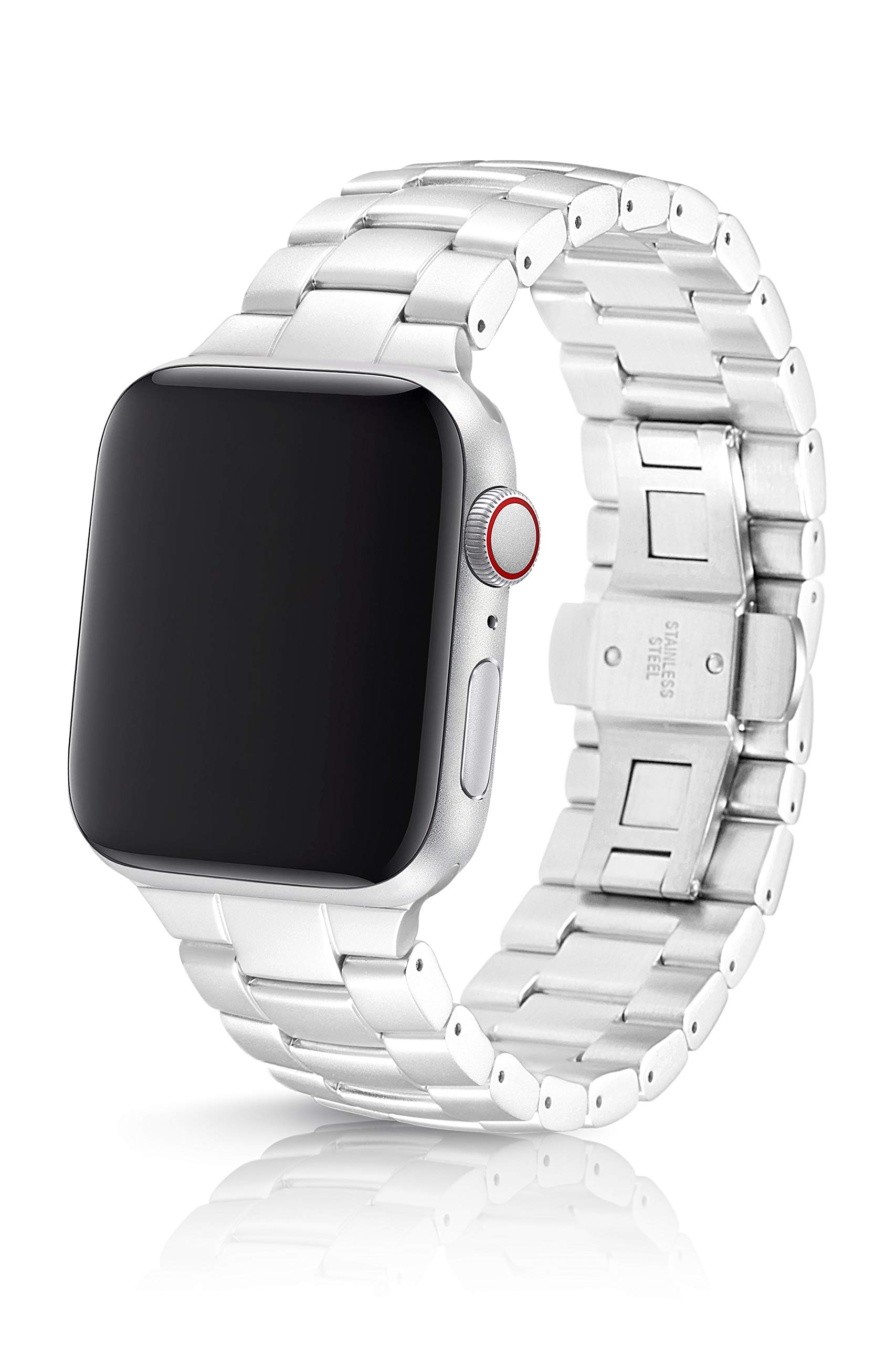 42/44mm JUUK Velo Premium Watch Band Made for The Apple Watch, Using Aircraft Grade, Hard Anodized 6000 Series Aluminum with a Solid Stainless Steel Butterfly deployant Buckle (Silver)