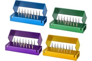faruijie 4 Pcs 30 Holes Dental Burs Holder Block Case Opening Box Dental Lab Aluminum Bur Case Organizer