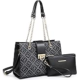 Dasein Leather Handbag Tote Hobo Bag for Women Shoulder Purse Top Handle Satchel Bag with Matching Clutch