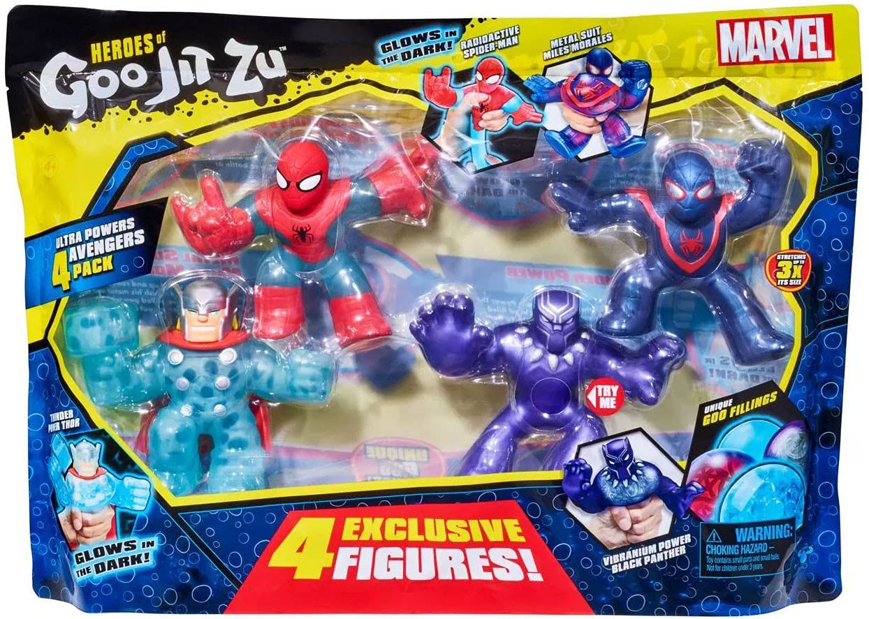 Heroes of Goo Jit Zu Marvel Hero 4-Pack - Spider-Man, Black Panther, Thor, & Miles Morales