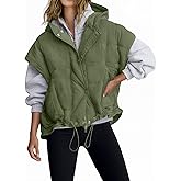 Tankaneo Womens Oversized Hooded Quilted Puffer Vest Cap Sleeve Warm Trendy Jackets Padded Outerwear Coat