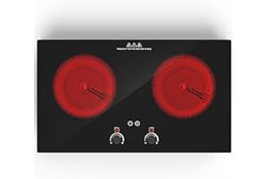 VBGK Electric Cooktop,2400W Electric Stove Top,Countertop and Built-in Hot Plate with Child Safety Lock, Timer, LED touch Knob Control,Overheat Protection,110V 2 Burner Induction Cooktop