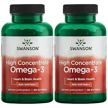 Swanson High Concentrate Omega-3 Fish Oil Essential Fatty Acids Omega 3 Heart Brain Memory