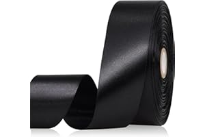 Sagaat Black Ribbon 1-1/2 Inch, 60 Yards Single Face Black Satin Ribbon for Gift Wrapping, Fabric Ribbon for Flower Bouquet Crafts Wedding Christmas Halloween
