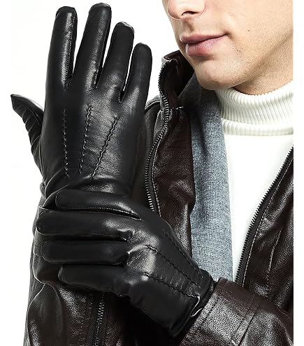 UGG Men's 3 Point Genuine Leather Gloves with Microfur Lining and