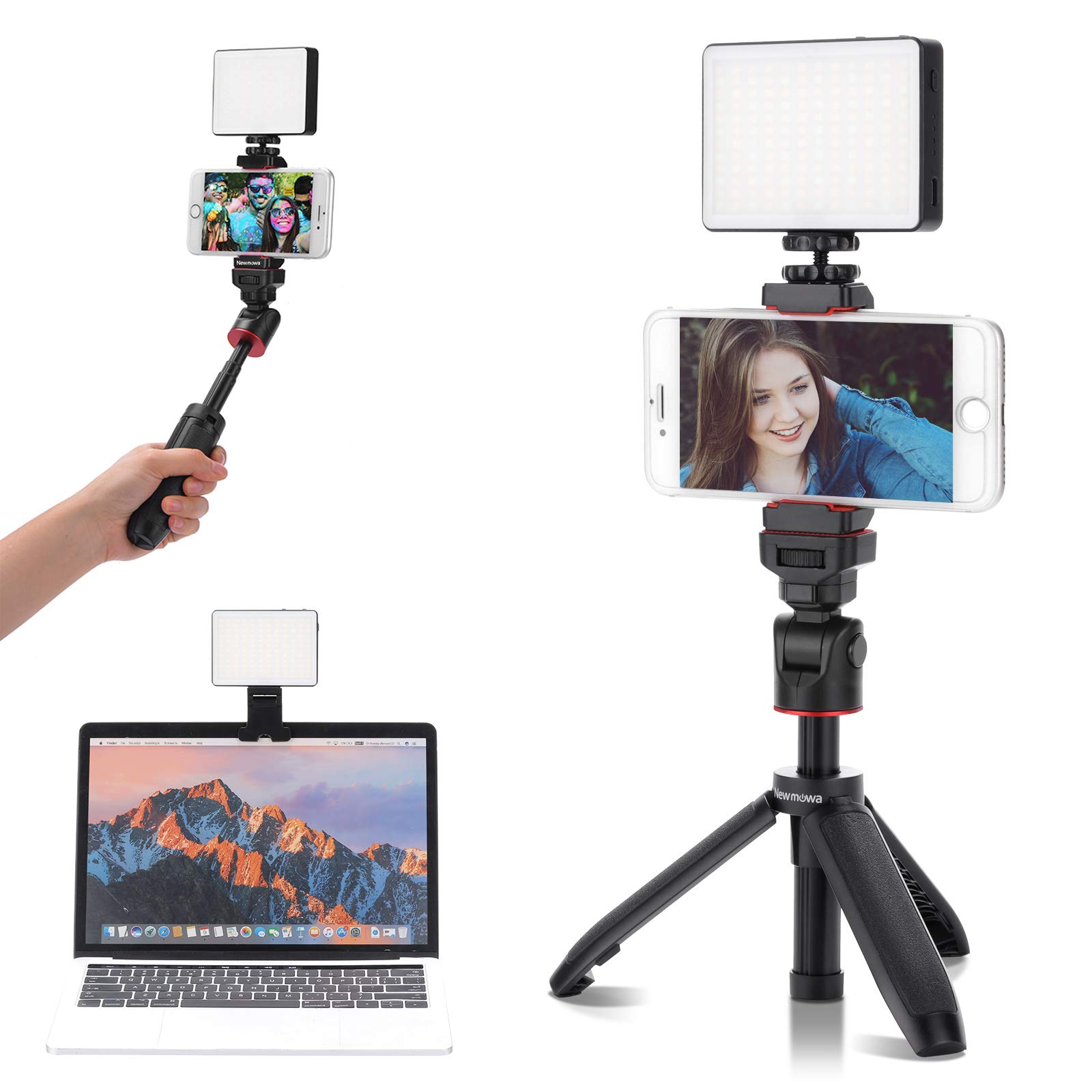 Newmowa Video Conference Lighting kit, Dimmable 3200K-5600K with Tabletop Travel Mini Tripod for Remote Working Video Conferencing, Live Streaming, Video Shooting, Vlog, Makeup, Selfie, YouTube, etc