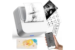 KNAON Bluetooth Sticker Printer with 1 Roll of Sticker Paper, Y2C Mini Sticker Maker Machine, Pocket Thermal Label Maker Machine with Tape for DIY, Notes, Label – Ideal Gift for Kids&Student, White