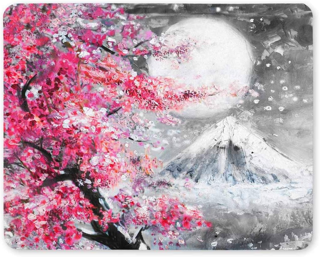 InterestPrint Landscape with Cherry Blossom and Mountain Rectangle Non-Slip Rubber Mousepad Mouse Pads/Mouse Mats Case Cover for Office Home Woman Man Employee Boss Work