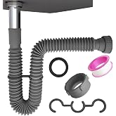 Flexible Expandable Bathroom P Trap, 1 1/4 to 1 1/2 Sink Drain Adapter Included, Wash Basin Rubber Tips Sink Drain Pipe, Universal Extension Tube for Kitchen Bathroom Sink Sewer Drain
