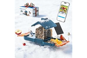 NAVFS ​Bird Feeder with Camera and Bird Bath for Outdoors, Dual-Lens 2K HD Video with AI Identification, Solar Powered, Instant Alerts, IP66 Weatherproof