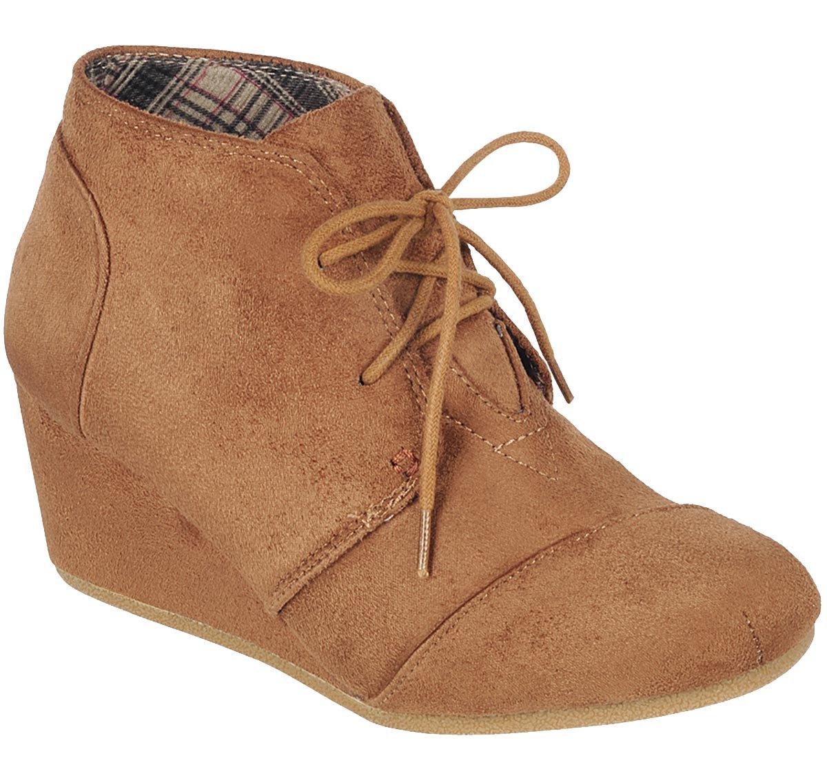 Forever Link Women's Lace Up Hidden Wedge Ankle Bootie (9 B(M) US, Tan) - Image 3