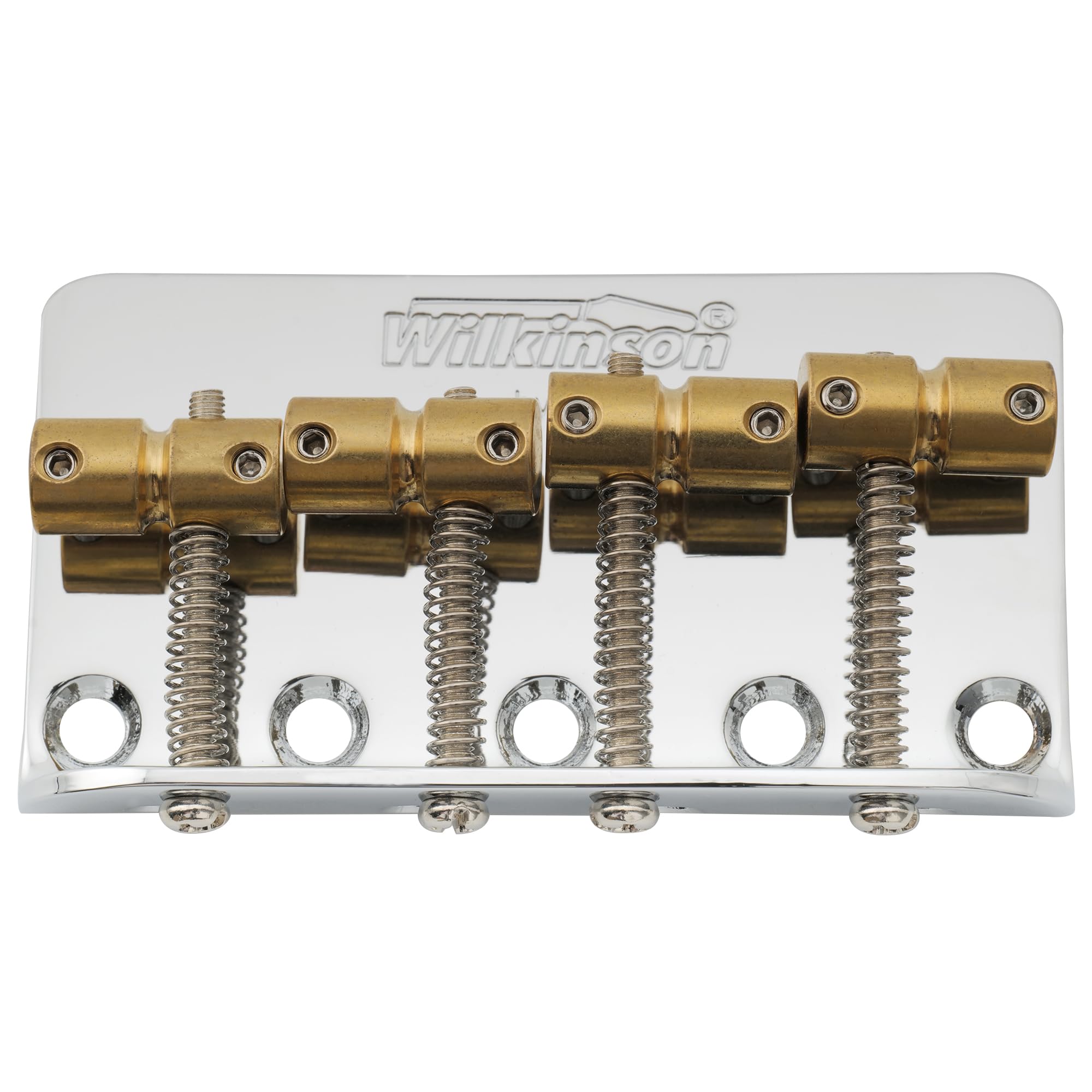 Wilkinson WBBC Vintage 4 String Bass Bridge Brass Saddles for Fender Jazz Precision Bass, Chrome