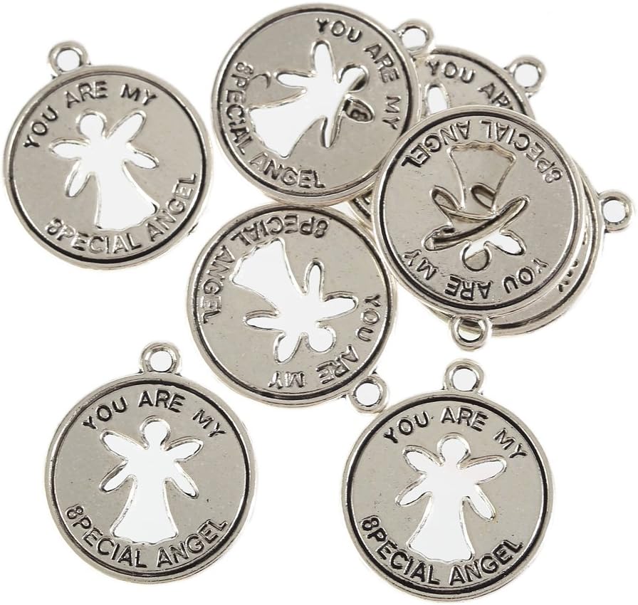 YEYULIN Tibetan Silver Bead Charms Alloy Pendants Fit Bracelet 30pcs (Angel Cut Out DISC)
