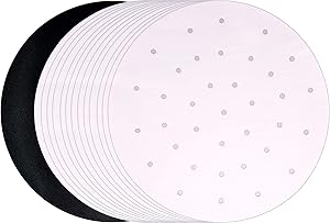Large Air Fryer Round 100pcs Parchment Sheets Compatible with Ninja, GoWise, Chefman, Cozyna, Costway, Avalon Bay, Maxi Matic Baskets – Precut Baking & Cooking Paper Liners with Non Stick Grill Mat