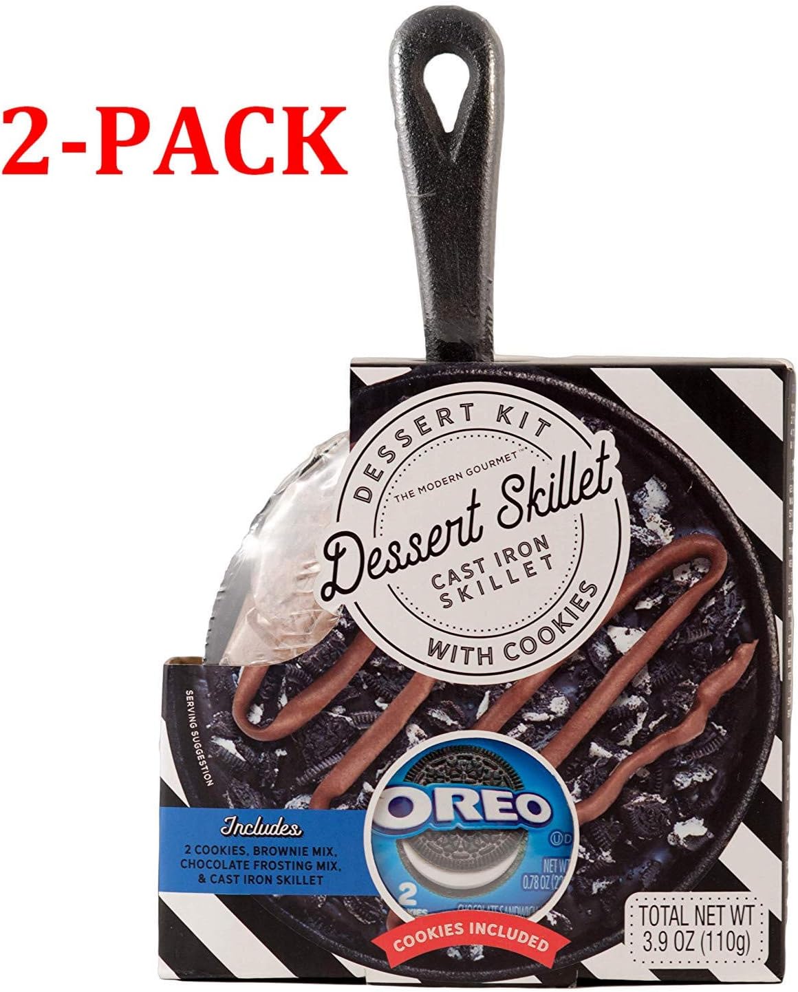 Mini Oreo Cookie Dessert Pizza | Includes Individual-Size Cast Iron Skillet, Oreo Cookies (2), Brownie + Frosting Mix (Dessert skillet (2-Pack))