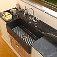 Deer Valley 36 Inch Fireclay Farmhouse Sink with Bottom Grid and Strainer, Apron-Front Undermount Kitchen Sink, Large Deep Single Bowl, Black