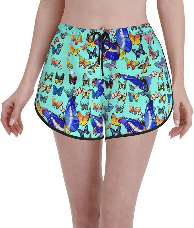 Butterfly Women Quick Dry Swim Shorts Bottom Drawstring Beach