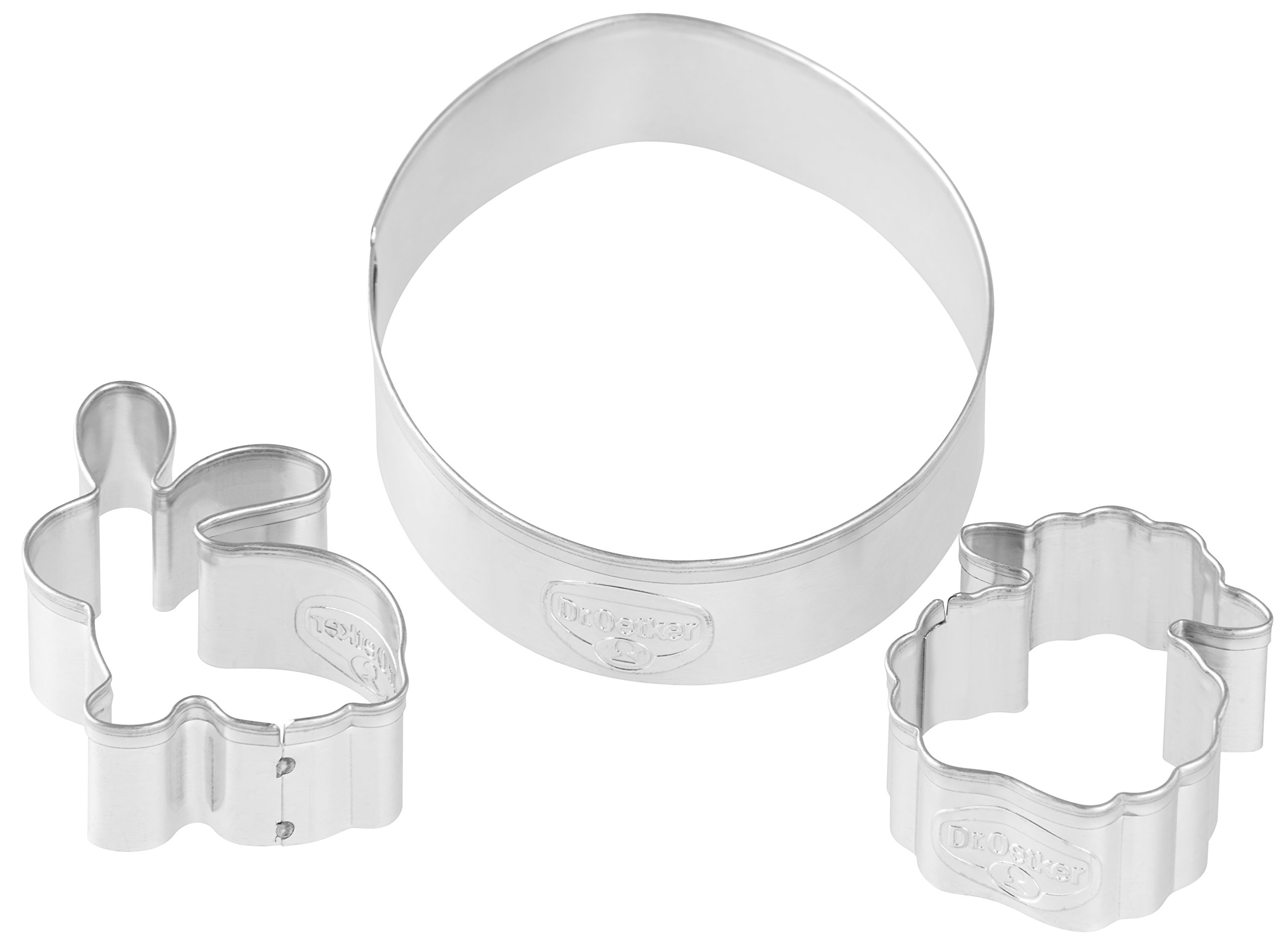 Dr. Oetker Linzer Cookie Cutters Set of 3, tinplate, Silver, 17