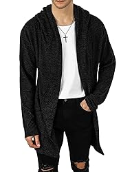 Mens Hooded Cardigan Long Cardigans Sweater Shawl