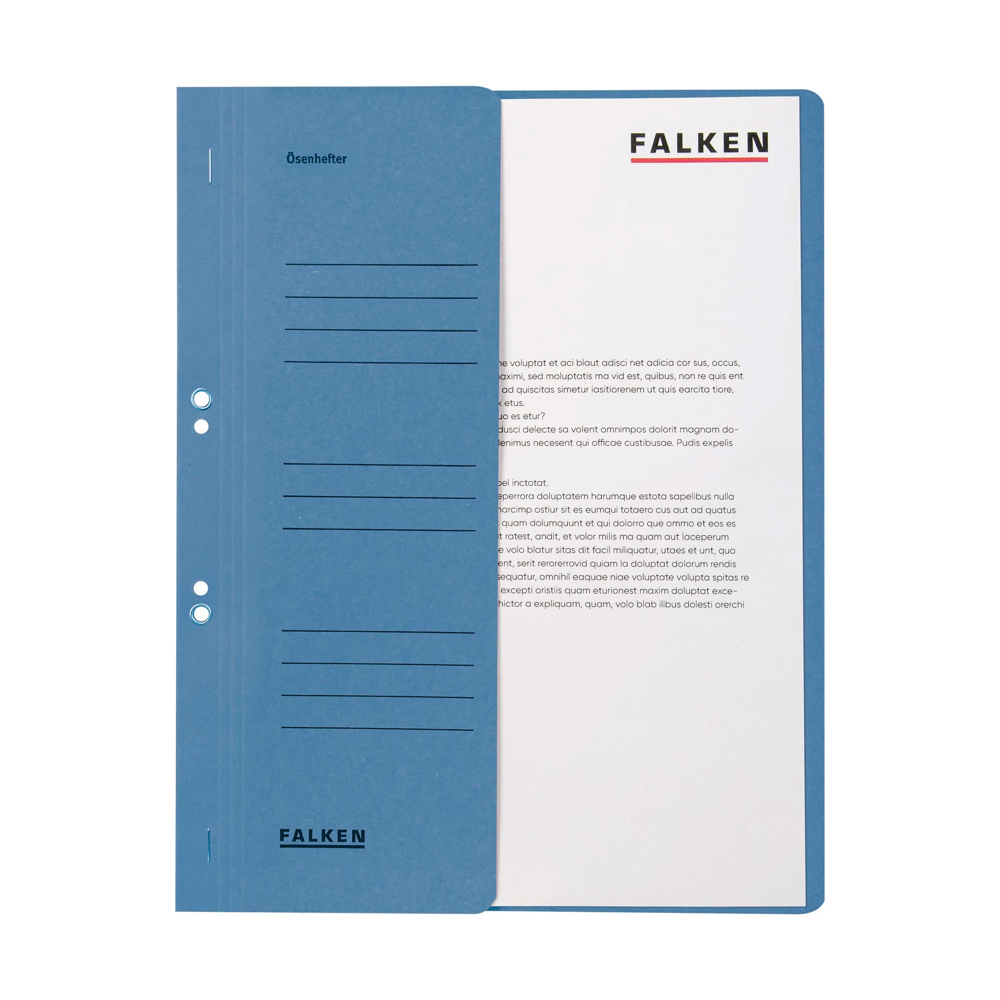 Exacompta - Ref 80003809001F - FALKEN - Eyelet Top-Down Flat Files - A4 (210 x 297mm) in Size, 250gsm Recycled Manilla, Half Cover for Identification - Blue (Pack of 50)