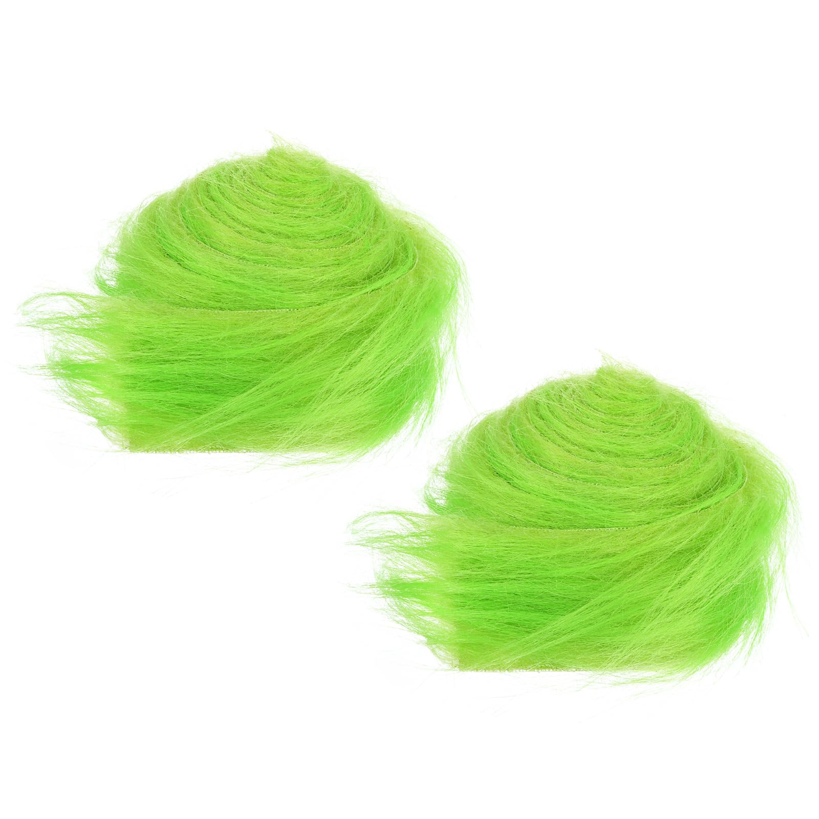PATIKIL Plush Faux Fur Fabric Precut Strips, 2 Pcs 59" x 2" Fluffy Faux Fur Ribbon for DIY Crafts Christmas Halloween Gnome Beard, Green