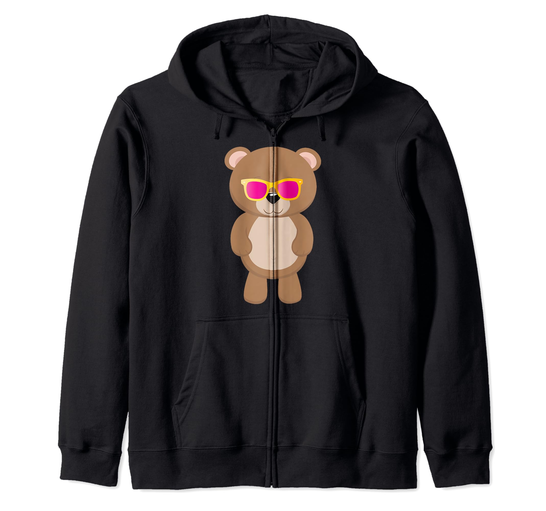 Cute Teddy Bear With Sunglasses Cool Sun Glasses Shades Toy Zip Hoodie