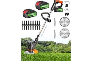 FAMICCI Weed Wacker Cordless,21V Electric Weed Cordless Eater Battery Powered with 4000mAh*2 and 3 Types Blades stringless Brush Cuttter Lightweight Weed Wacker Battery Operated for Lawn Yard Garden