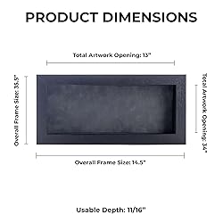 13x34 Shadow Box Frame Textured Black Wood | with a